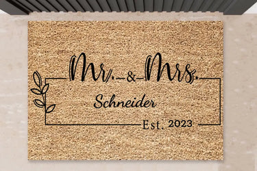 Mr&Mrs Personalisierte Fußmatte zur Hochzeit - Für Ehepaare, Braut & Bräutigam - 04